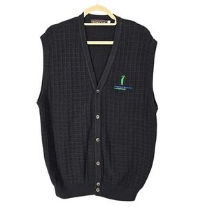 Cross Creek Mens Black Basketweave Golf Sweater Vest American Express Medium USA